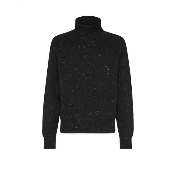 NEW SALVATORE FERRAGAMO tinted sequined turtleneck sweater in black
